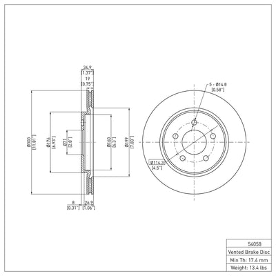DFC 05-14 Ford Mustang Rear Geospec Rotors w/4000 HybriDynamic Brake Pads w/Hardware