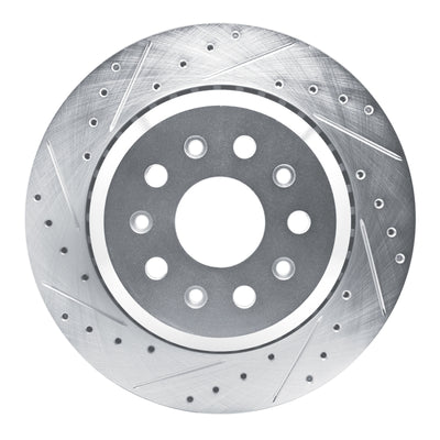 R1 20-25 Jeep Wrangler Rear Left Drilled & Slotted Silver Brake Rotor