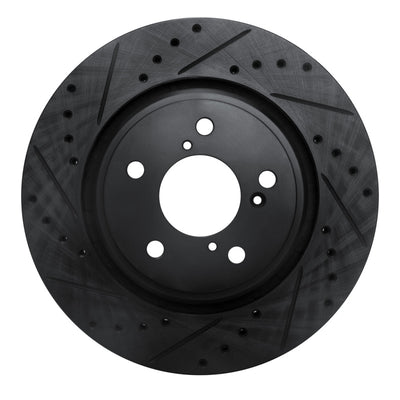 R1 15-25 Acura MDX Front Left Drilled & Slotted Black Brake Rotor
