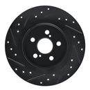 R1 11-17 Lexus CT200H Rear Right Drilled & Slotted Black Brake Rotor