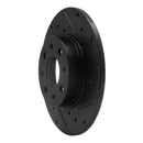 R1 13-19 Fiat 500E Rear Right Drilled & Slotted Black Brake Rotor