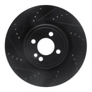 R1 09-14 Mini Cooper (Excl Clubman) Front Left Drilled & Slotted Black Brake Rotor