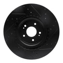 R1 18-22 Genesis G70 Front Left Drilled & Slotted Black Brake Rotor