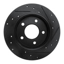 R1 04-13 Mazda 3 Rear Left Drilled & Slotted Black Brake Rotor
