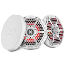 DS18 Hybrid Marine Speaker w/ Driver And RGB LEDs 6.5in 2-Way 250 Watts RMS 4 ohm White w/ Covers