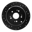R1 2005-2018 Acura RDX Rear Left Drilled & Slotted Black Brake Rotor