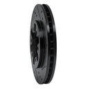 R1 85-12 Nissan D21 Pickup RWD (4 Cyl Excl HD) Front Right Drilled & Slotted Black Brake Rotor