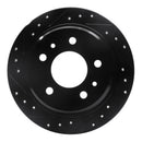 R1 82-89 BMW 633CSI Rear Left Drilled & Slotted Black Brake Rotor