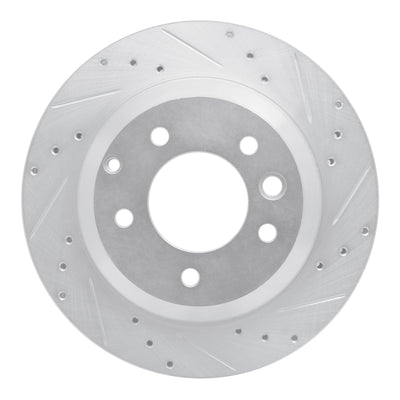 R1 03-18 Audi Q7 Rear Right Drilled & Slotted Silver Brake Rotor