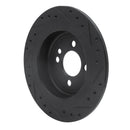 R1 09-14 Mini Cooper (Excl Clubman) Rear Left Drilled & Slotted Black Brake Rotor
