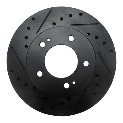 R1 83-89 Chrysler Conquest Front Left Drilled & Slotted Black Brake Rotor
