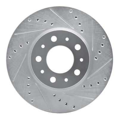 R1 91-95 Volvo 740 Front Right Drilled & Slotted Silver Brake Rotor