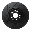 R1 91-99 Mercedes-Benz S350 Front Right Drilled & Slotted Black Brake Rotor
