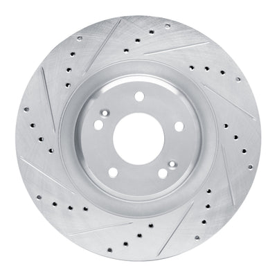 R1 19-22 Hyundai Veloster N Front Left Drilled & Slotted Silver Brake Rotor