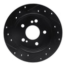 R1 83-95 Mercedes-Benz 300D Rear Right Drilled & Slotted Black Brake Rotor