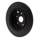 R1 18-25 Subaru WRX Rear Right Drilled & Slotted Black Brake Rotor