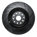 R1 07-23 Lexus LS500h Left Front Drilled & Slotted Black Brake Rotor