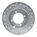 R1 92-04 Dodge COLT Rear Left Drilled & Slotted Silver Brake Rotor