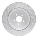 R1 03-04 Subaru Impreza Rear Right Drilled & Slotted Silver Brake Rotor