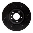 R1 03-15 Audi Q7 Right Front Drilled & Slotted Black Brake Rotor