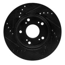 R1 12-15 Acura ILX Front Right Drilled & Slotted Black Brake Rotor