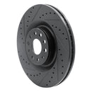 R1 06-13 Audi S3 (Mexico) Front Left Drilled & Slotted Black Brake Rotor