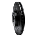 R1 15-23 Ford Mustang Front Left Drilled & Slotted Black Brake Rotor