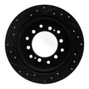 R1 10-24 Lexus GX460 Rear Right Drilled & Slotted Black Brake Rotor