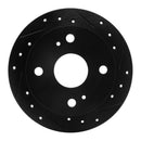 R1 85-87 Toyota Corolla (US/Canada) Rear Right Drilled & Slotted Black Brake Rotor