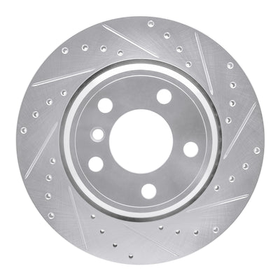 R1 02-06 BMW X5 Rear Right Drilled & Slotted Silver Brake Rotor