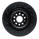 R1 12-21 Tesla Model S Rear Right Drilled & Slotted Black Brake Rotor