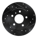 R1 04-16 Buick Allure Rear Right Drilled & Slotted Black Brake Rotor