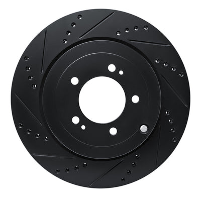 R1 08-15 Mitsubishi Lancer Rear Left Drilled & Slotted Black Brake Rotor