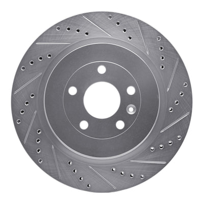 R1 13-19 Ford Police Interceptor Sedan Rear Right Drilled & Slotted Silver Brake Rotor