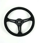 NRG Reinforced Micro Suede Racing Steering Wheel 350mm / 2.5in Deep / 4mm Matte Black Spoke