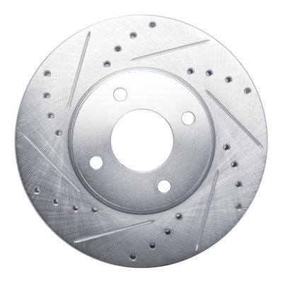 R1 17-25 Nissan Versa Front Left Drilled & Slotted Silver Brake Rotor