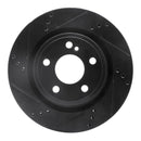 R1 14-19 Mercedes-Benz CLA250 Rear Left Drilled & Slotted Black Brake Rotor