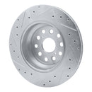 R1 07-17 Lexus LS460 Right Rear Drilled & Slotted Silver Brake Rotor