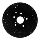 R1 09-13 Pontiac Vibe Rear Right Drilled & Slotted Black Brake Rotor