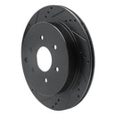 R1 10-24 Infiniti QX56 Rear Left Drilled & Slotted Black Brake Rotor