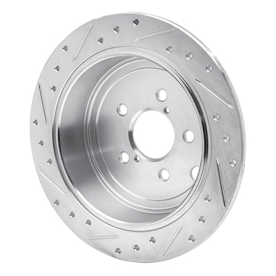R1 08-15 Subaru Legacy Rear Drilled & Slotted Silver Brake Rotor Set