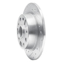 R1 88-92 Ford Probe Rear Left Drilled & Slotted Silver Brake Rotor