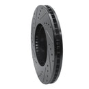 R1 05-18 Subaru Forester Front Right Drilled & Slotted Black Brake Rotor