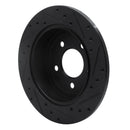R1 97-07 Chrysler Town & Country Rear Left Drilled & Slotted Black Brake Rotor