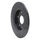 R1 08-16 Chrysler Town & Country Rear Right Drilled & Slotted Black Brake Rotor