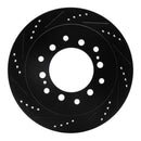 R1 01-09 Lexus GX470 Rear Left Drilled & Slotted Black Brake Rotor