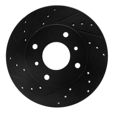R1 89-13 Infiniti G20 Front Left Drilled & Slotted Black Brake Rotor
