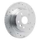 R1 21-25 Lexus RC350 Rear Drilled & Slotted Silver Brake Rotor Set