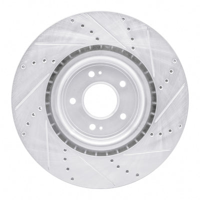 R1 08-15 Mitsubishi Lancer Front Drilled & Slotted Silver Brake Rotor Set