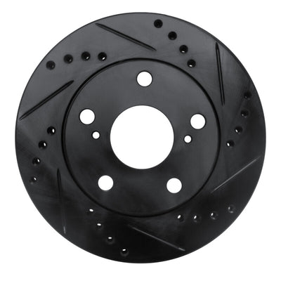 R1 92-01 Toyota Camry Front Right Drilled & Slotted Black Brake Rotor